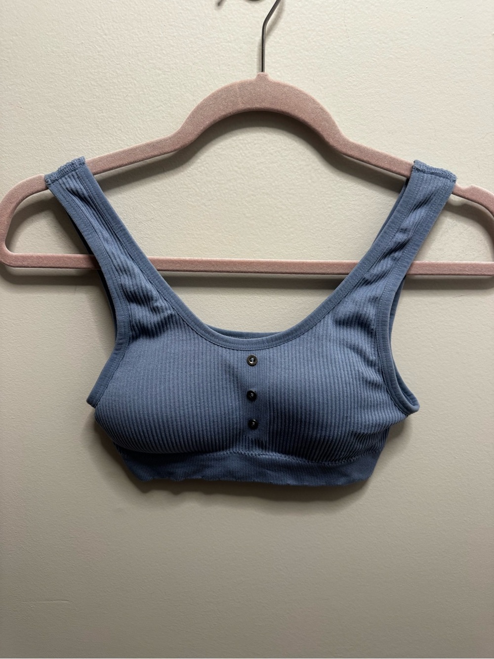 Lucky Brand Ribbed Scoop Bralette in Dusty Blue